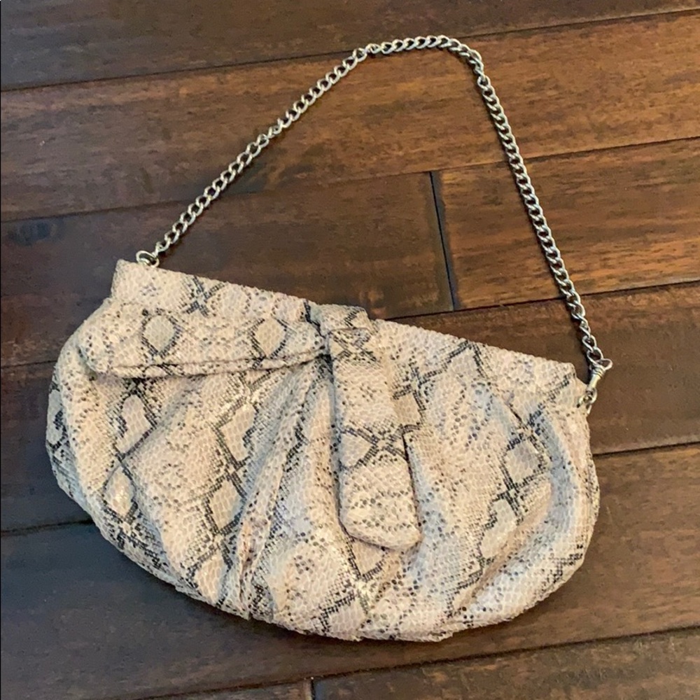 Bonita Bags Snakeskin Print Evening Bag w/ Chain